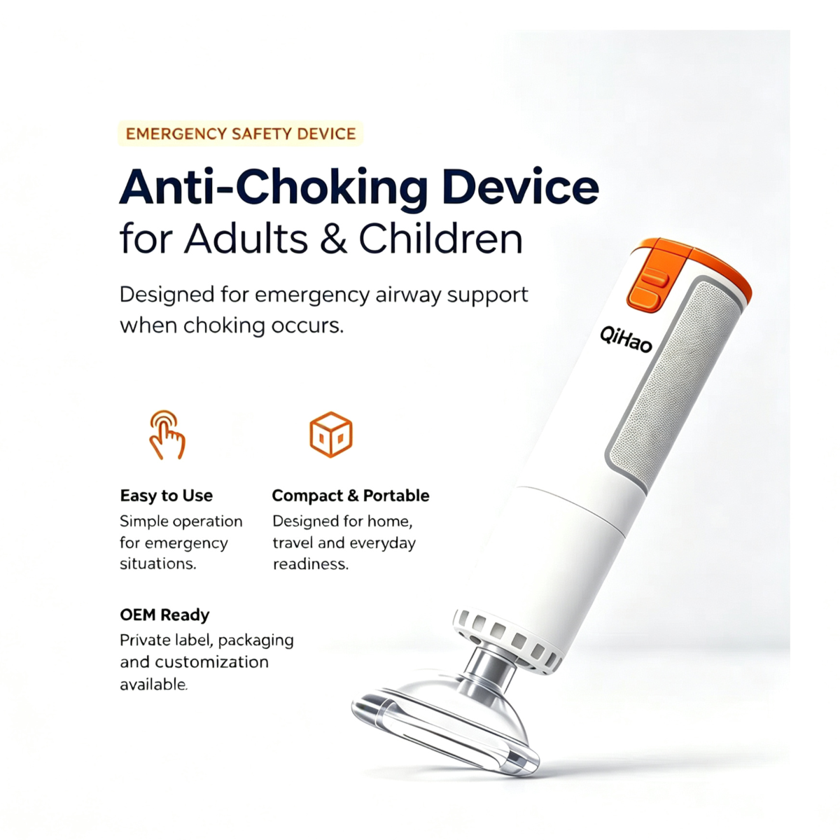 Key features of the Anti-Choking Rescue Device — Model QH-C300.
