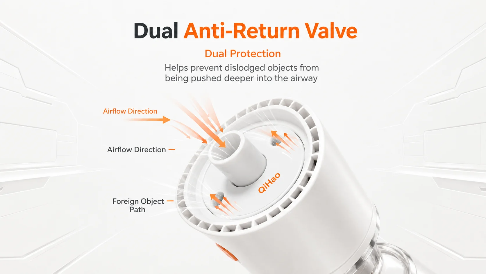 Anti-Choking Rescue Device dual anti-return valve