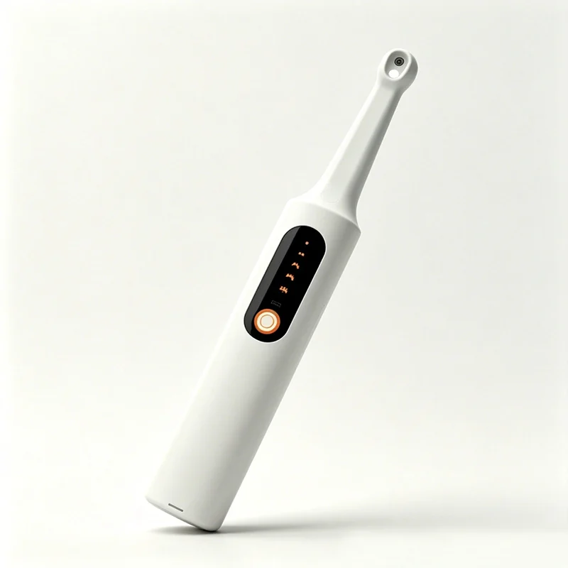 45-degree view of the Electric Tooth Polisher showing its three-dimensional design.