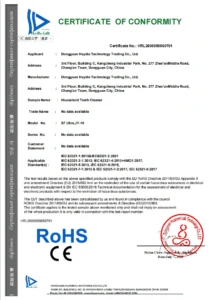 RoHS — EU 2011/65/EU + (EU) 2015/863 — certificate